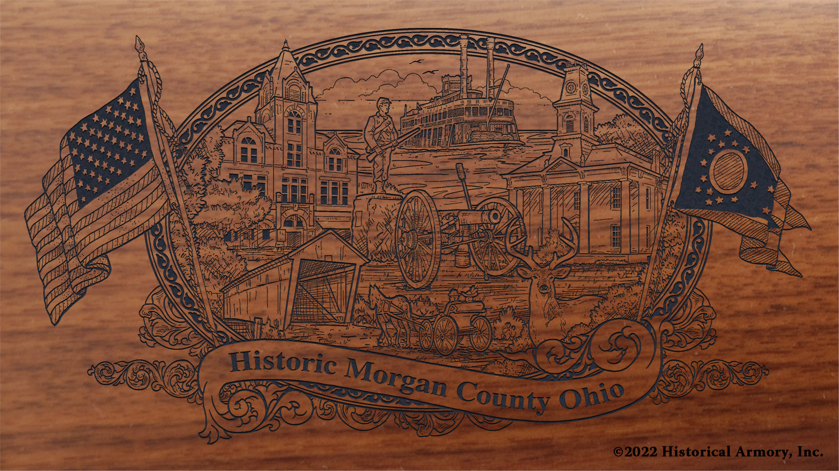 Morgan County Ohio Engraved Rifle Buttstock