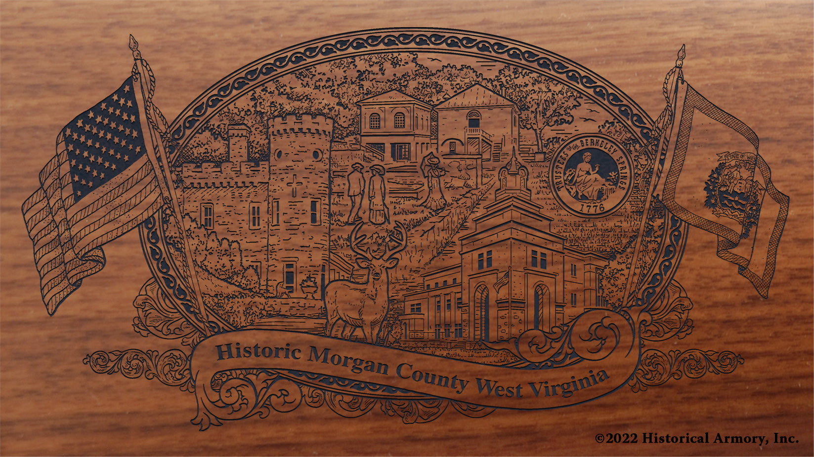 Morgan County West Virginia Engraved Rifle Buttstock