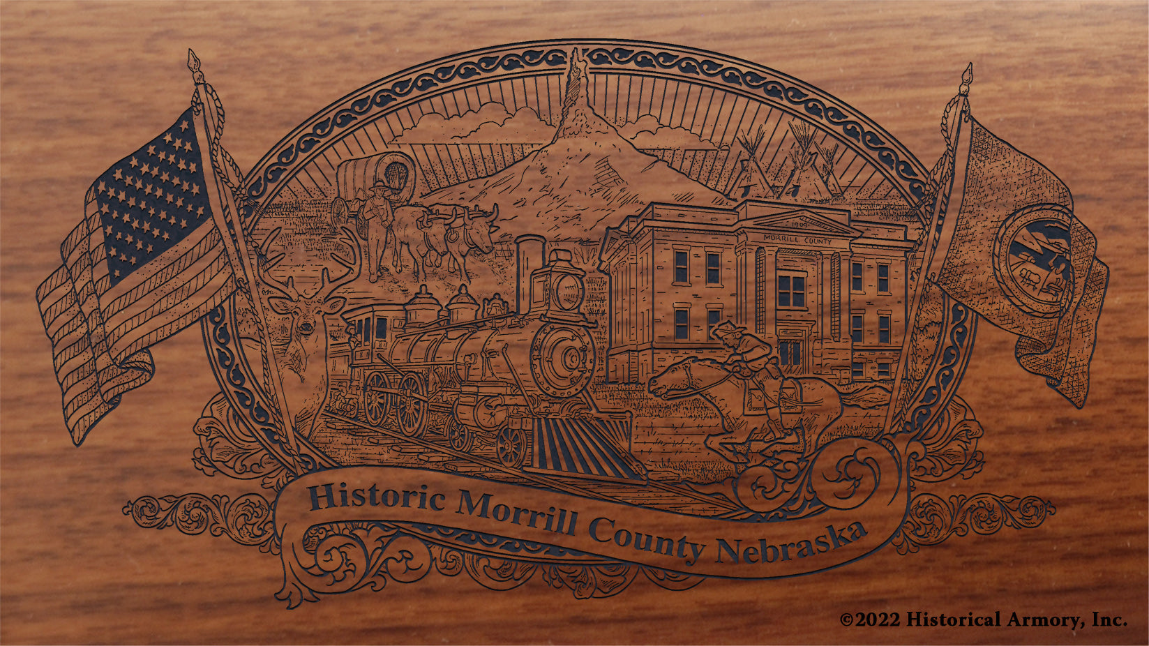 Morrill County Nebraska Engraved Rifle Buttstock