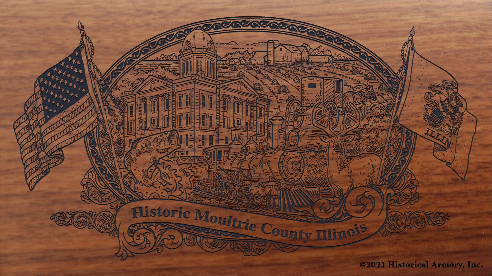 Engraved artwork | History of Moultrie County Illinois | Historical Armory