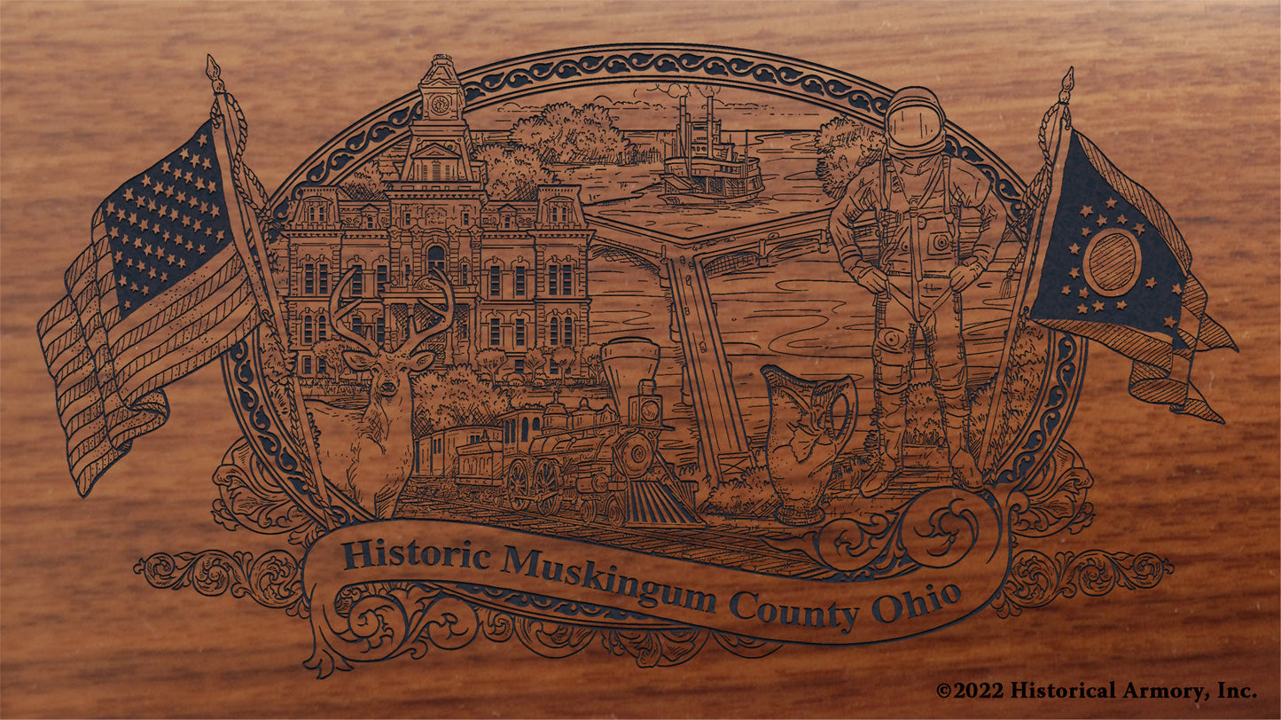 Muskingum County Ohio Engraved Rifle Buttstock