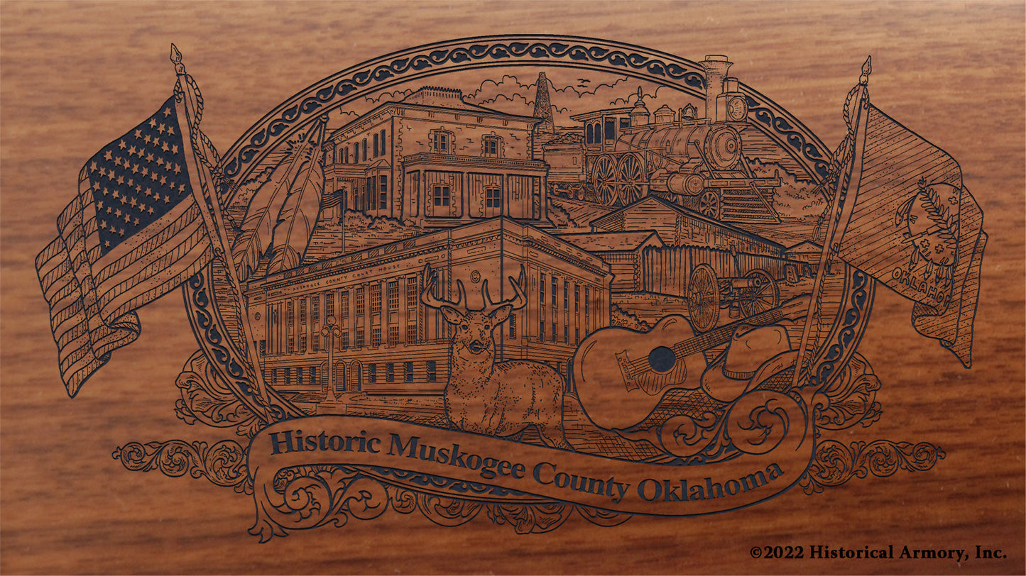 Muskogee County Oklahoma Engraved Rifle Buttstock