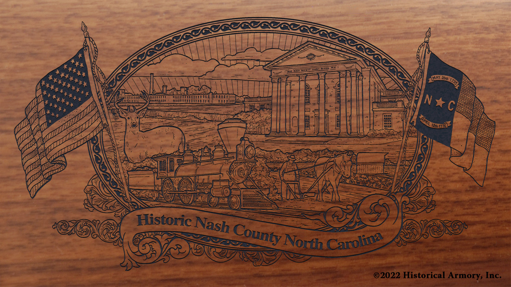 Nash County North Carolina Engraved Rifle Buttstock
