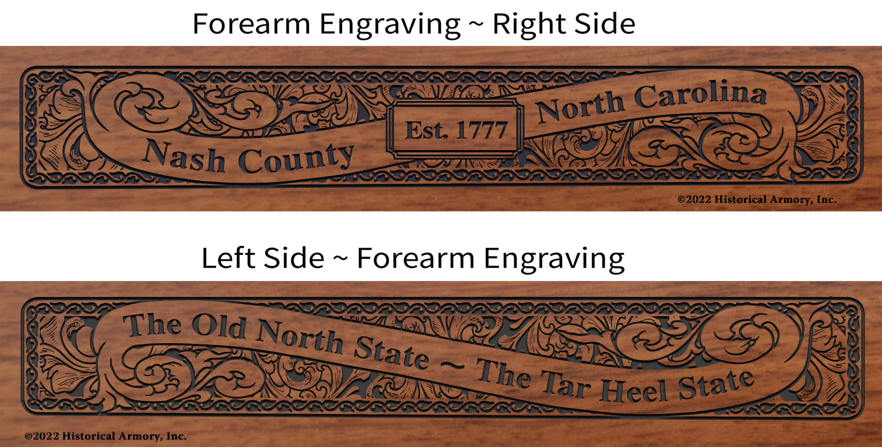 Nash County North Carolina Engraved Rifle Forearm
