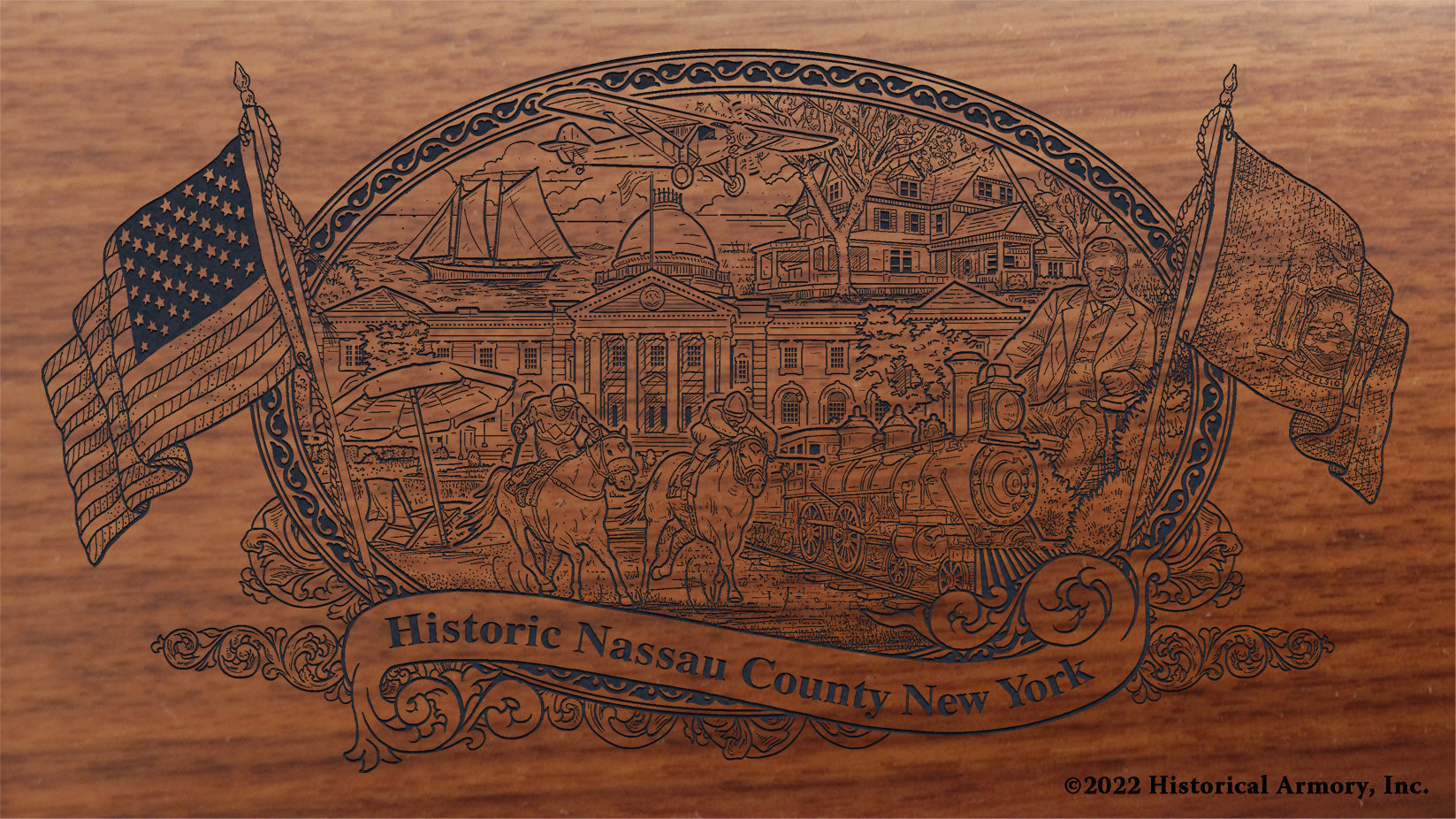Nassau County New York Engraved Rifle Buttstock