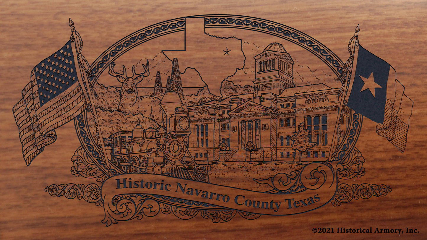 Navarro County Texas Engraved Rifle Buttstock