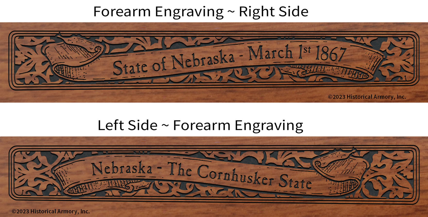 Nebraska State Pride Engraved Henry Rifle - Forearm Detail