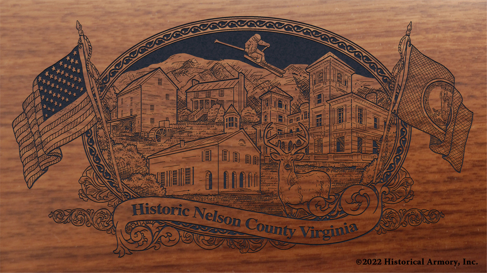 Nelson County Virginia Engraved Rifle Buttstock