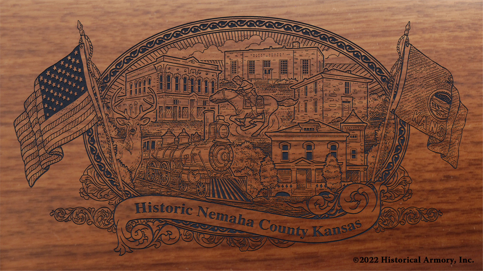 Nemaha County Kansas Engraved Rifle Buttstock