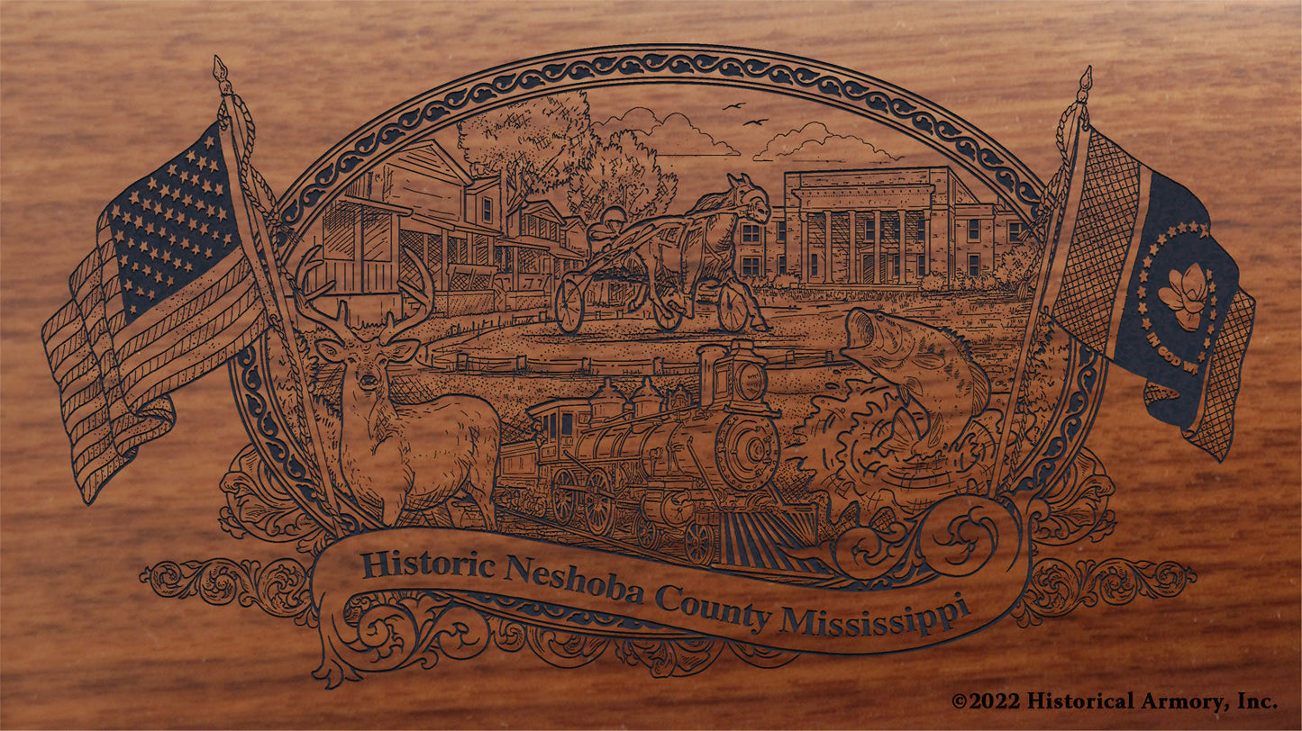 Neshoba County Mississippi Engraved Rifle Buttstock