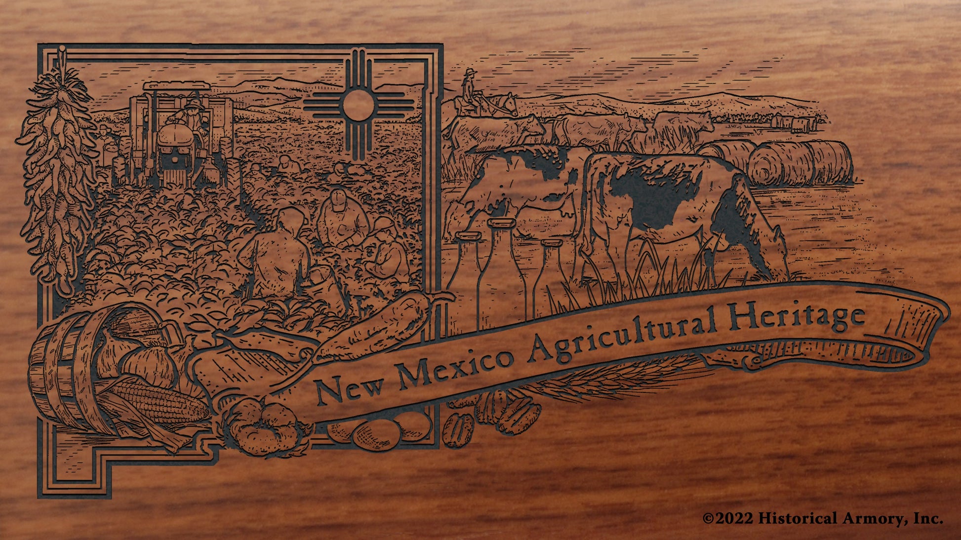 New Mexico Agricultural Heritage Engraved Rifle Buttstock