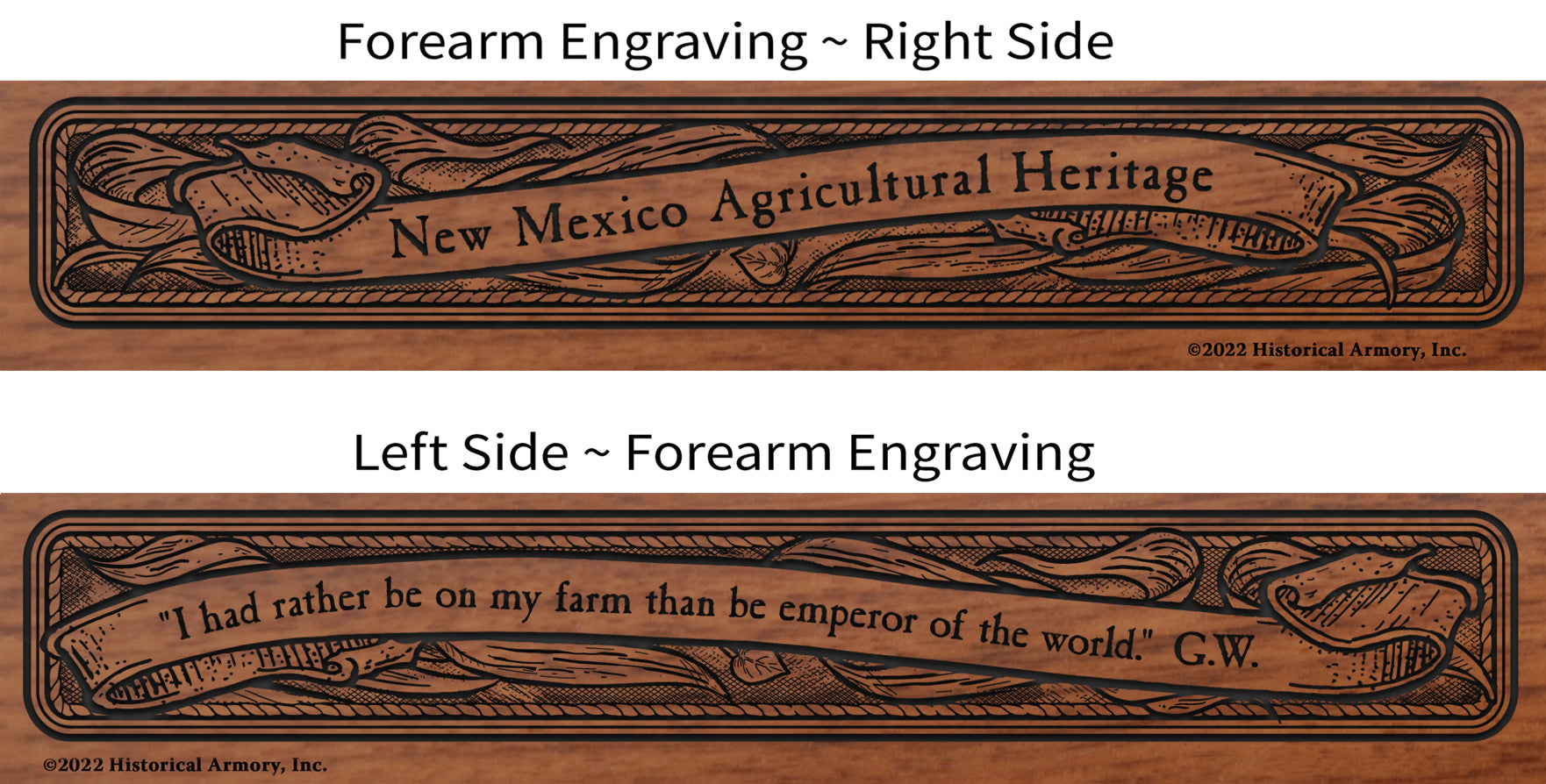 New Mexico Agricultural Heritage Engraved Rifle Forearm