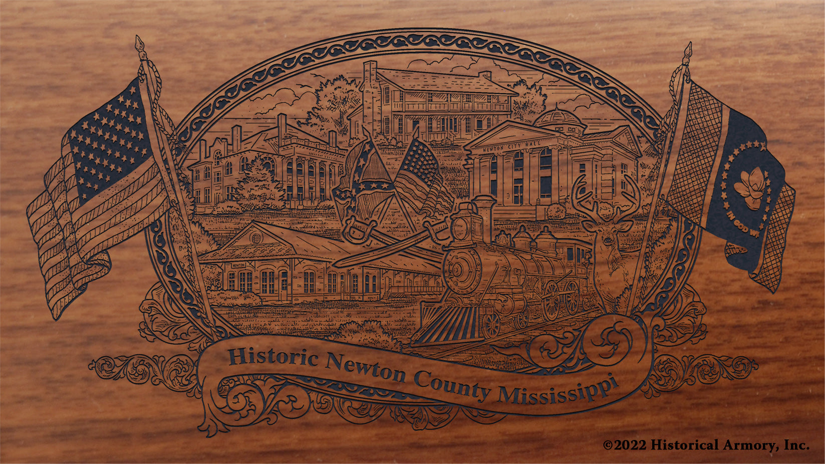 Newton County Mississippi Engraved Rifle Buttstock