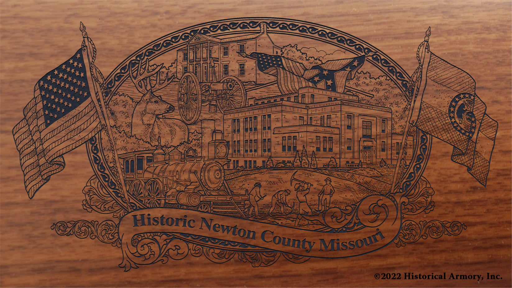 Newton County Missouri Engraved Rifle Buttstock