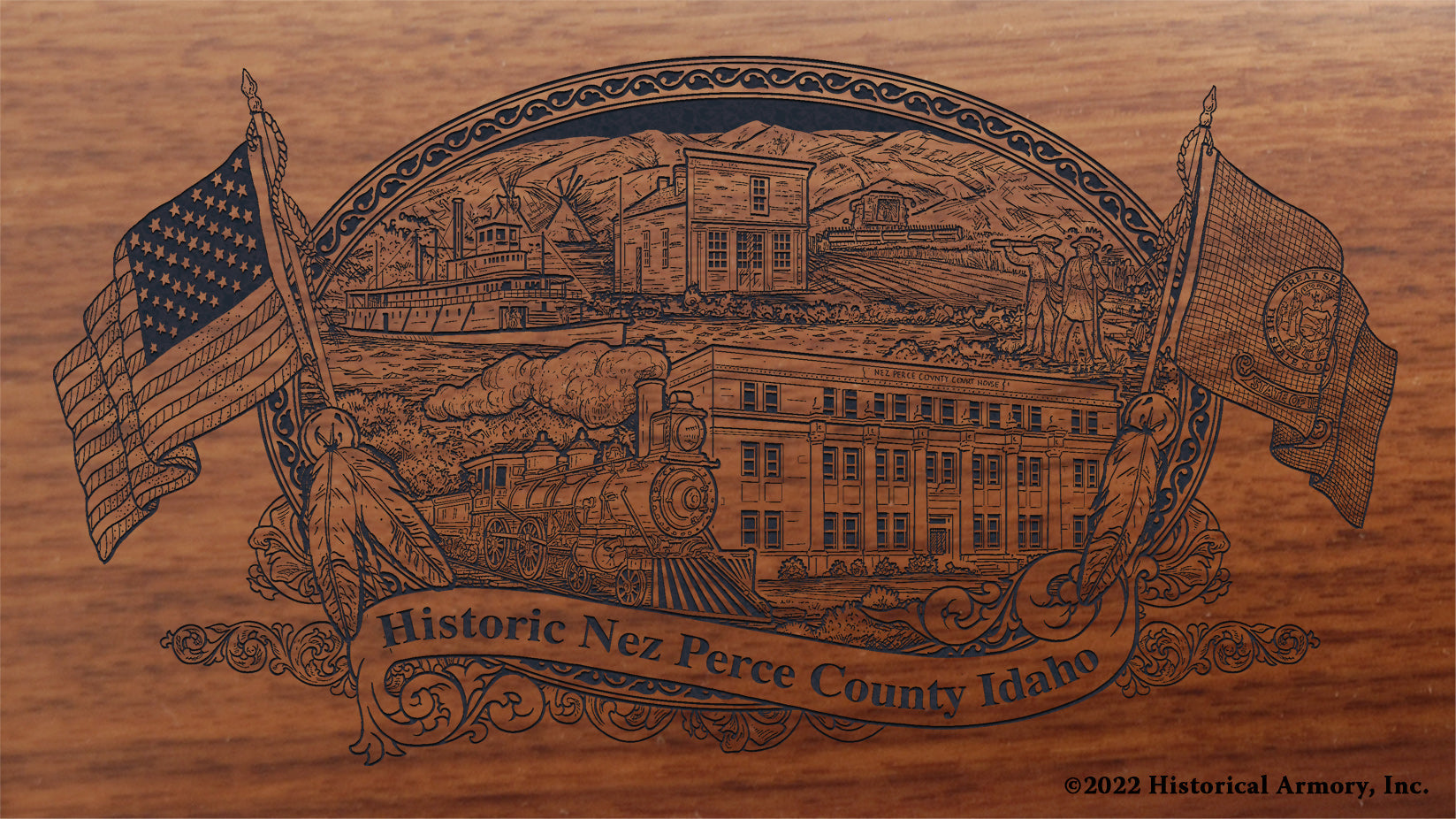 Nez Perce County Idaho Engraved Rifle Buttstock