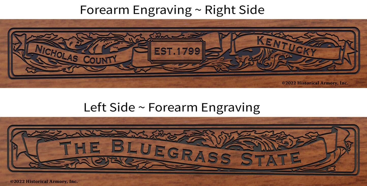 Nicholas County Kentucky Engraved Rifle Forearm