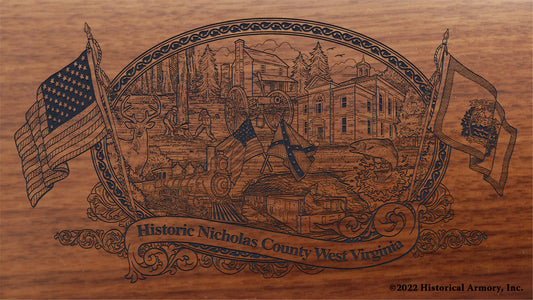 Nicholas County West Virginia Engraved Rifle Buttstock