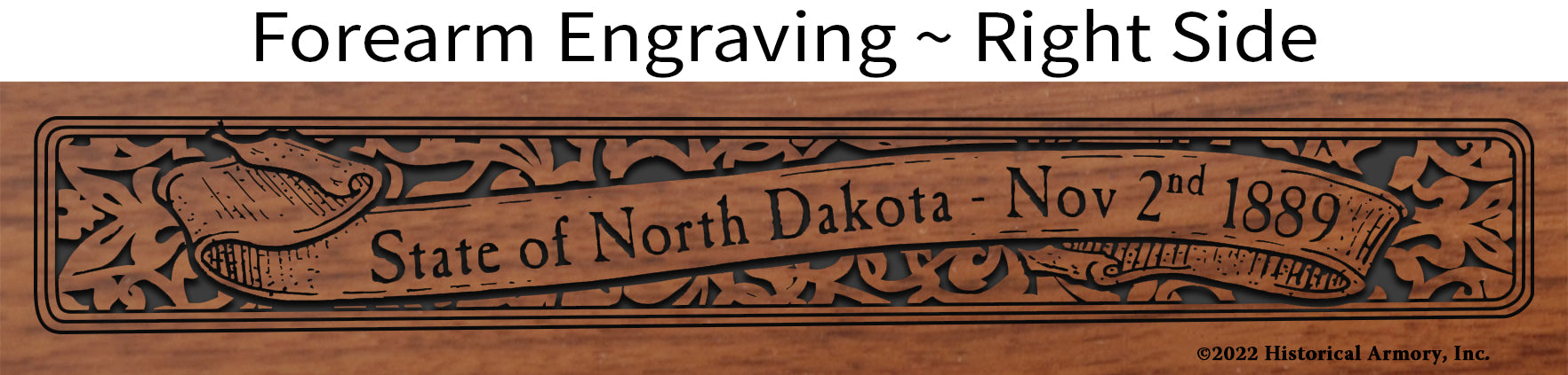 North Dakota State Pride Engraved Henry Rifle - Forearm Detail