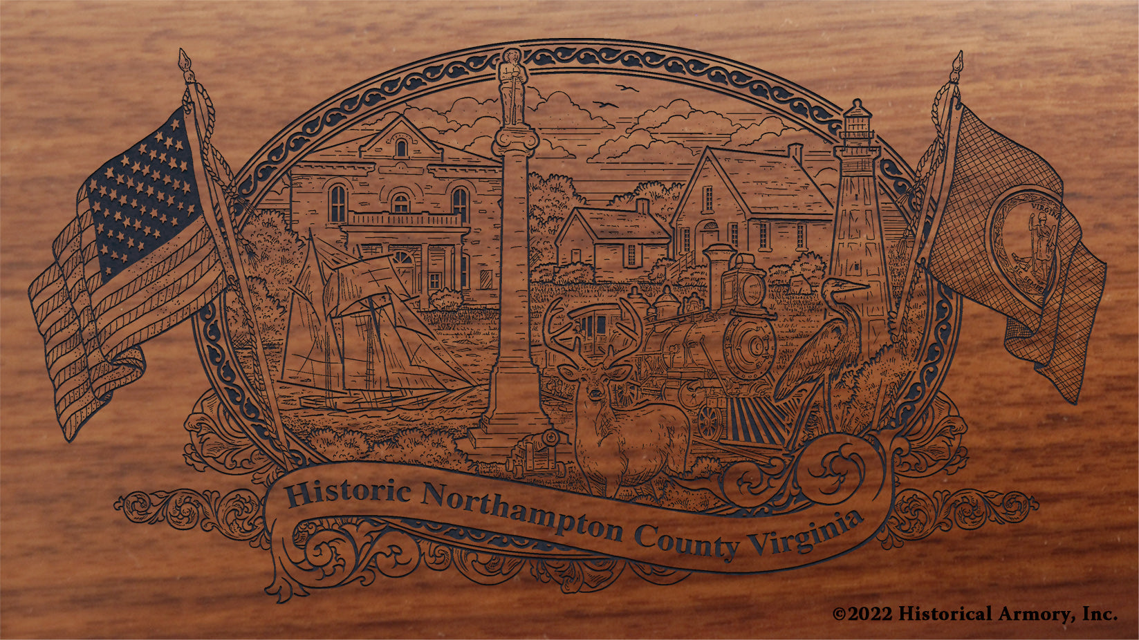 Northampton County Virginia Engraved Rifle Buttstock
