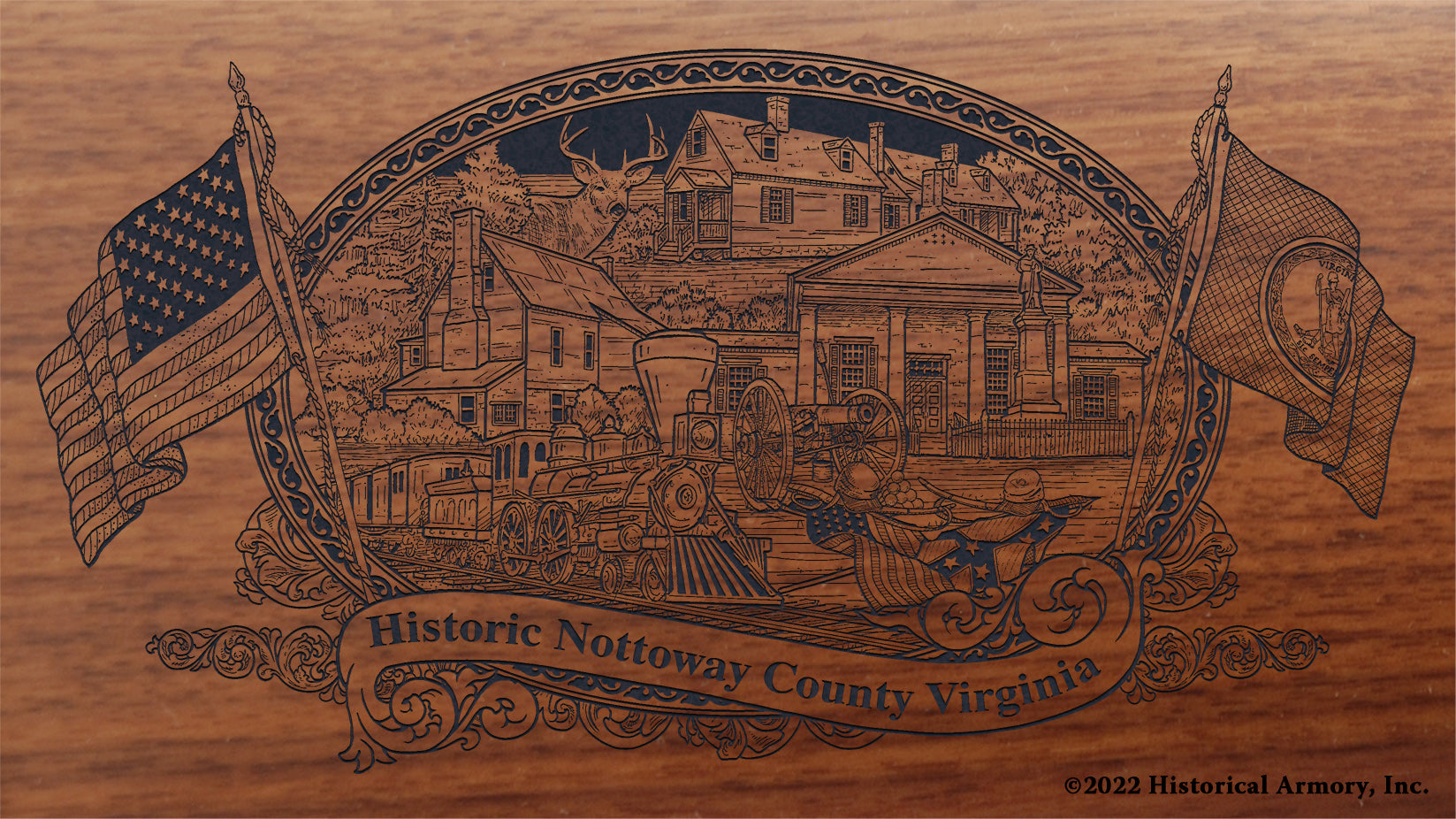 Nottoway County Virginia Engraved Rifle Buttstock