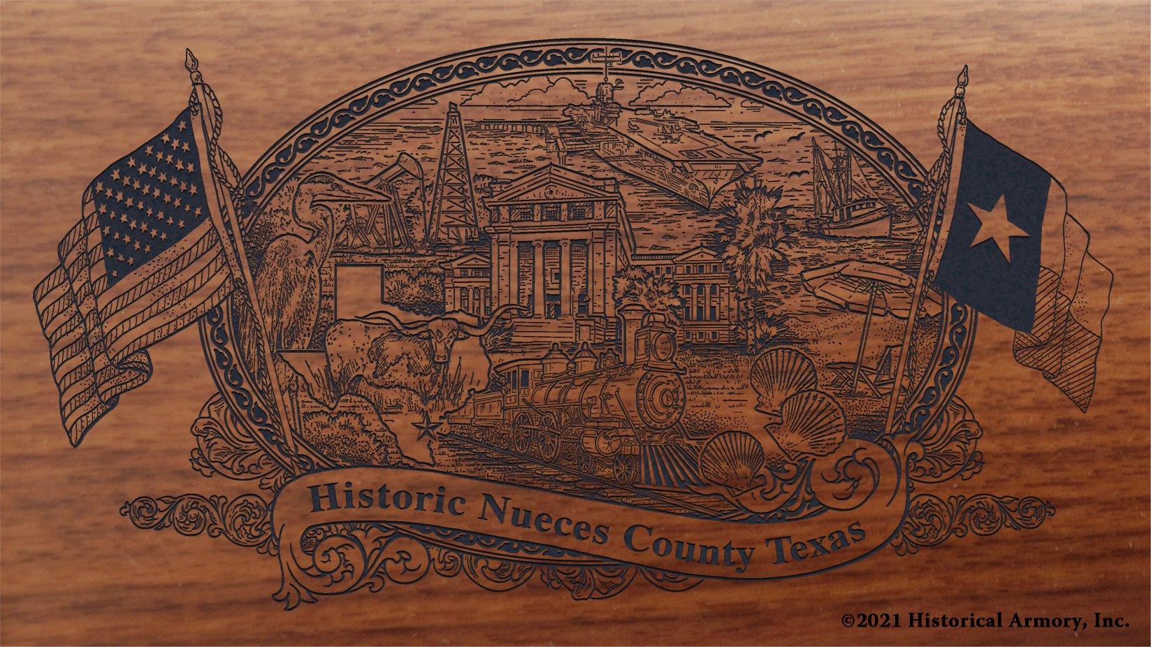 Engraved artwork | History of Nueces County Texas | Historical Armory
