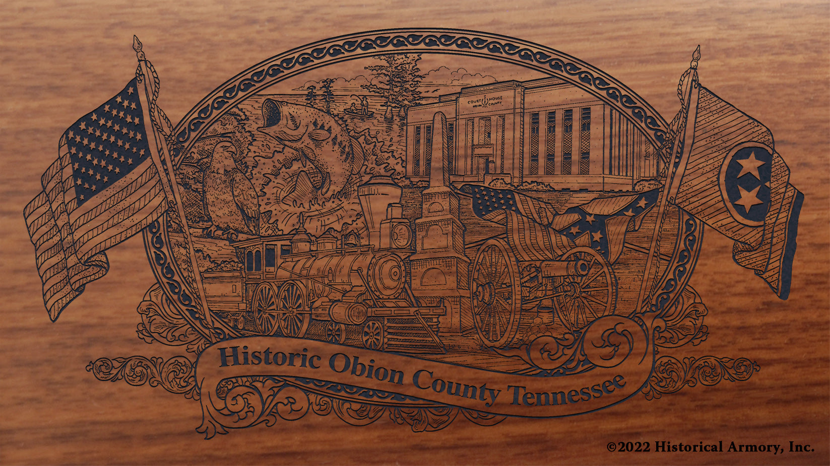 Obion County Tennessee Engraved Rifle Buttstock