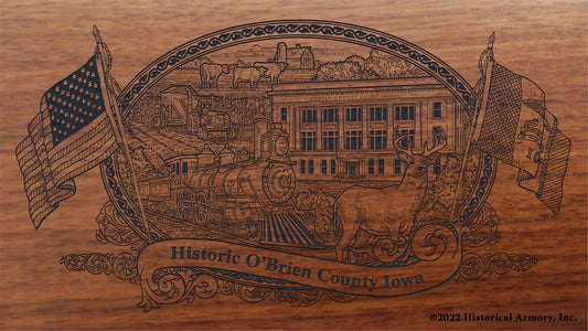 O'Brien County Iowa Engraved Rifle Buttstock