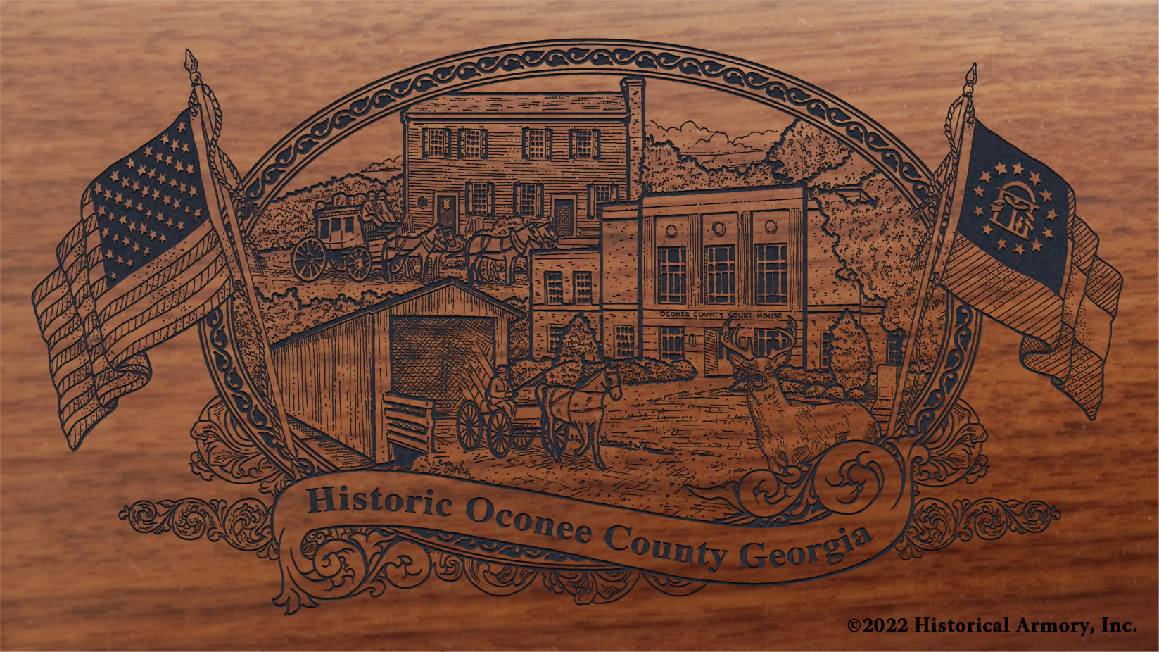 Oconee County Georgia Engraved Rifle Buttstock