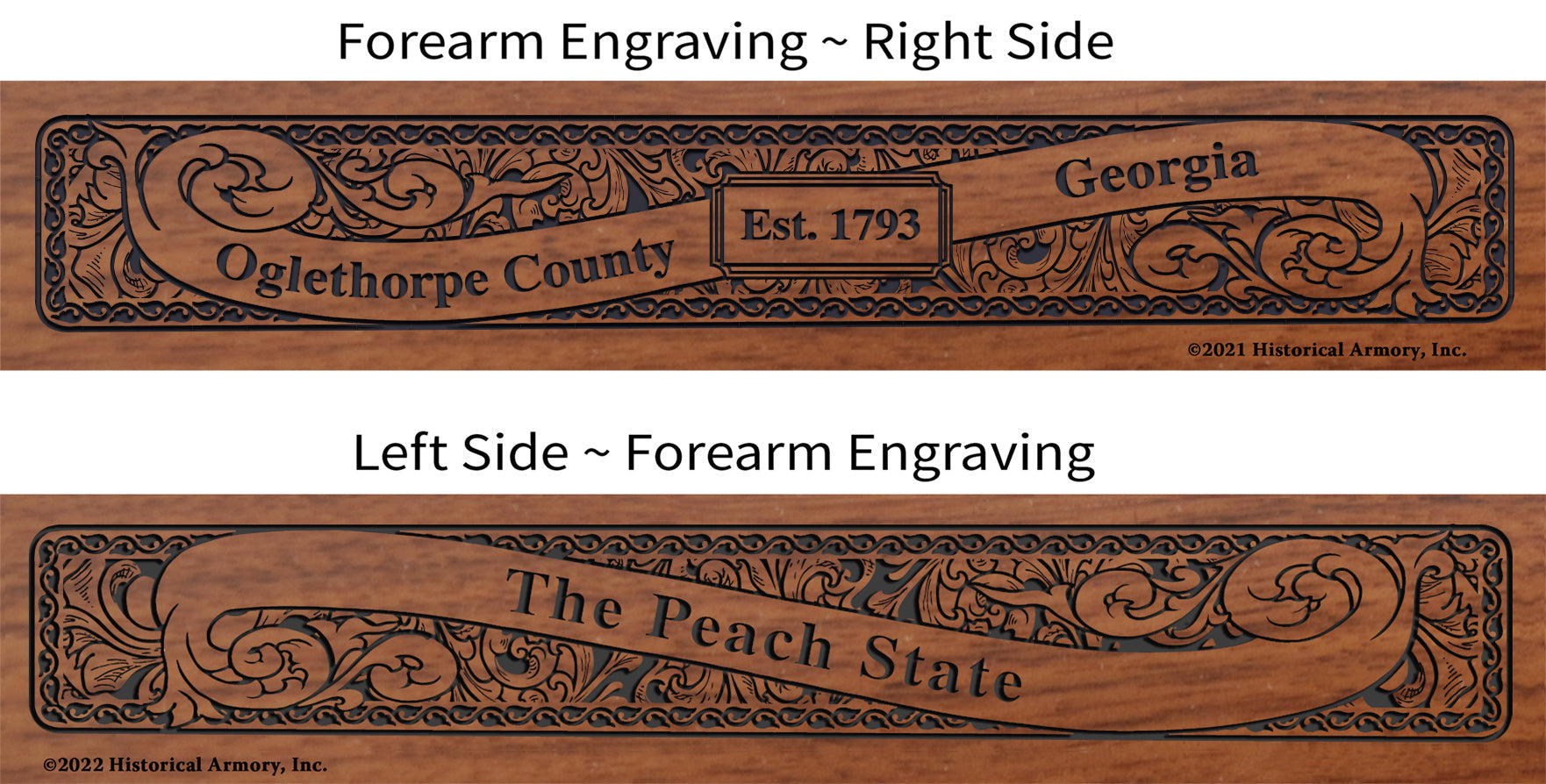 Oglethorpe County Georgia Establishment and Motto History Engraved Rifle Forearm