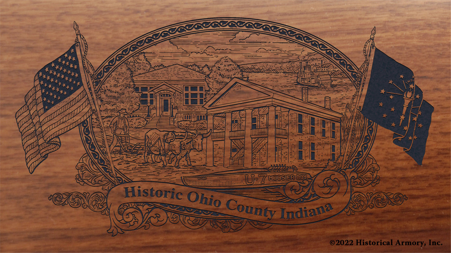 Ohio County Indiana Engraved Rifle Buttstock