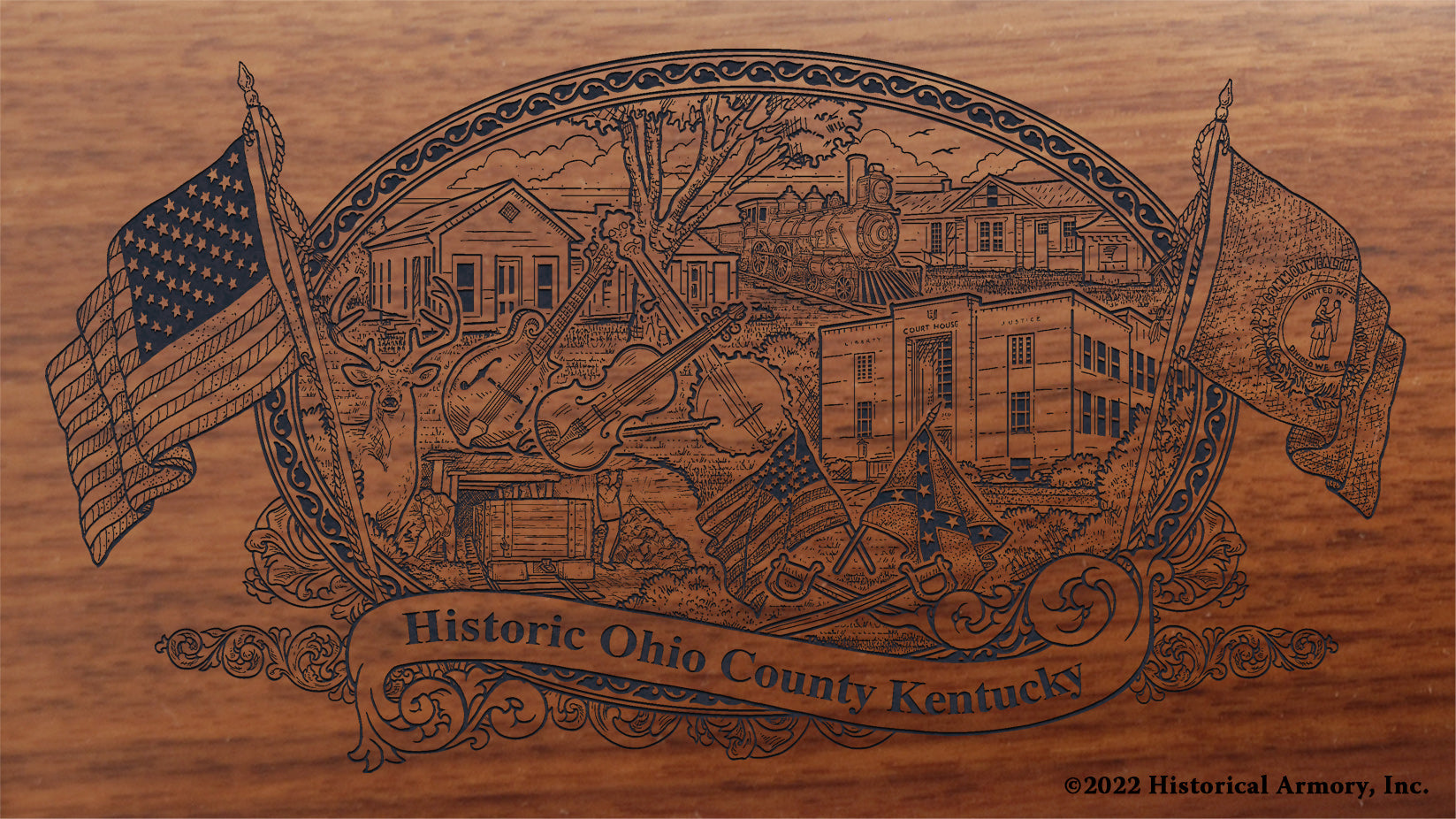 Ohio County Kentucky Engraved Rifle Buttstock