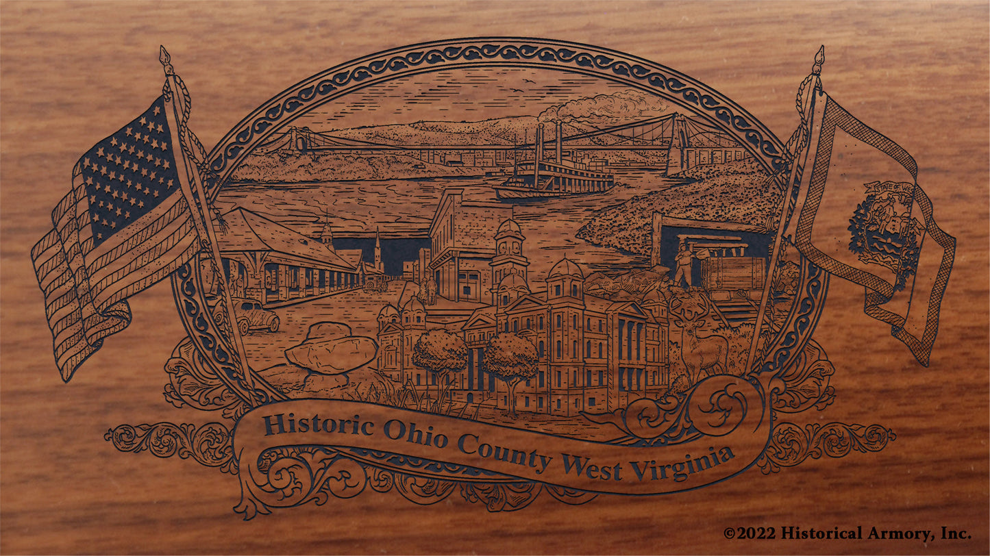 Ohio County West Virginia Engraved Rifle Buttstock