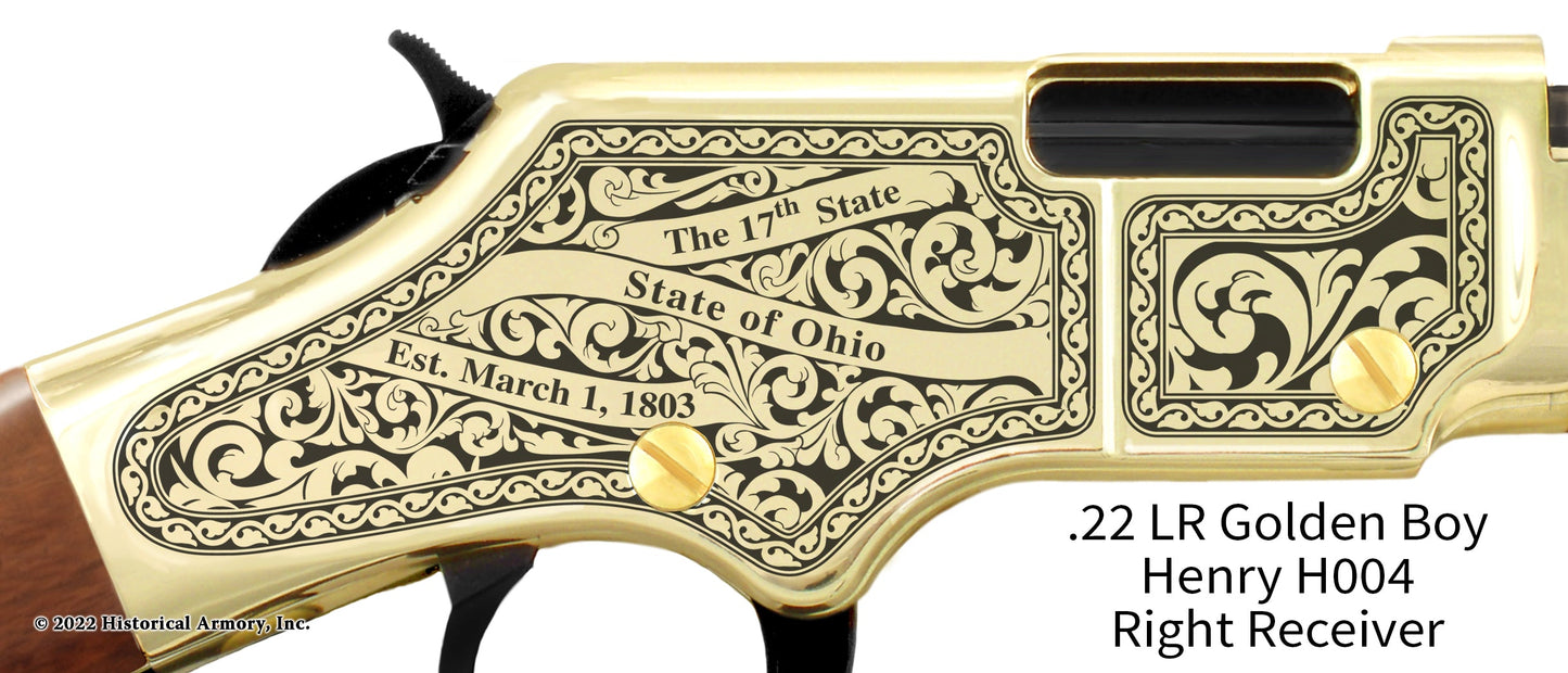 Wood County Ohio Engraved Henry Golden Boy Rifle