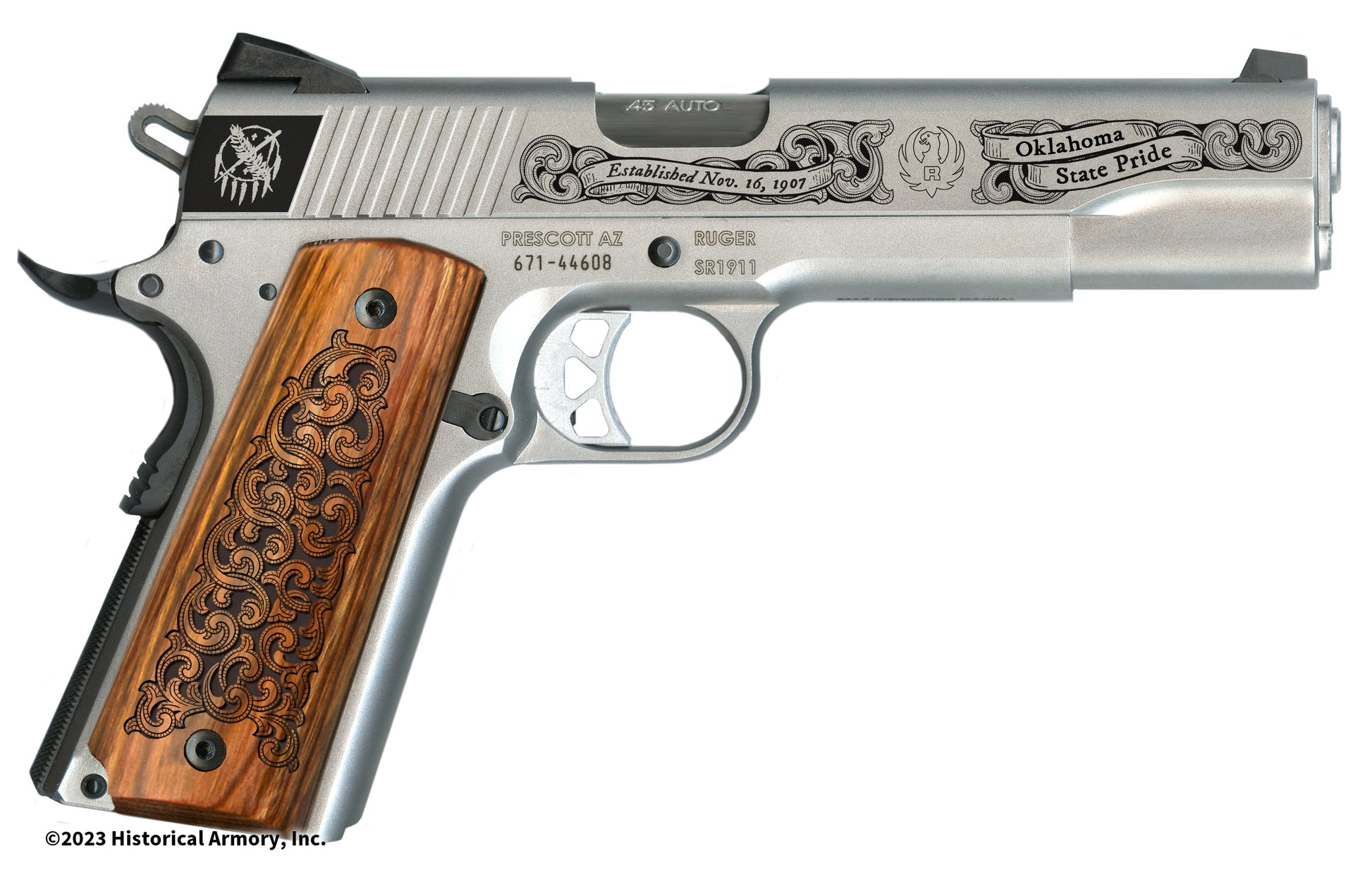 Oklahoma State Pride Limited Edition Engraved 1911 Right Side