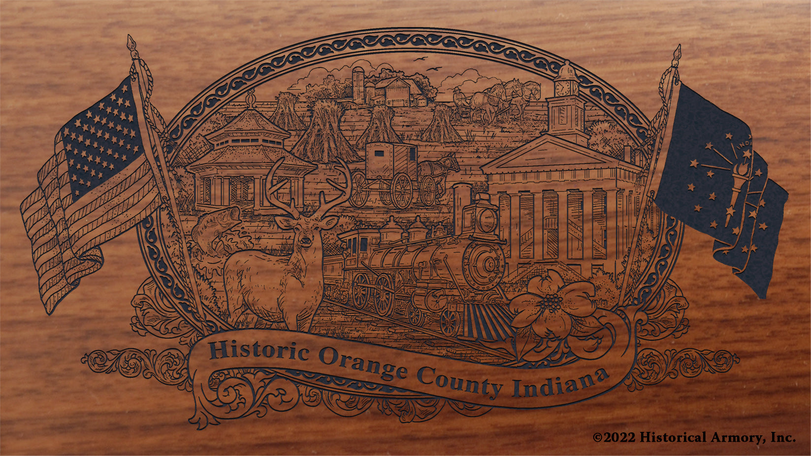 Orange County Indiana Engraved Rifle Buttstock