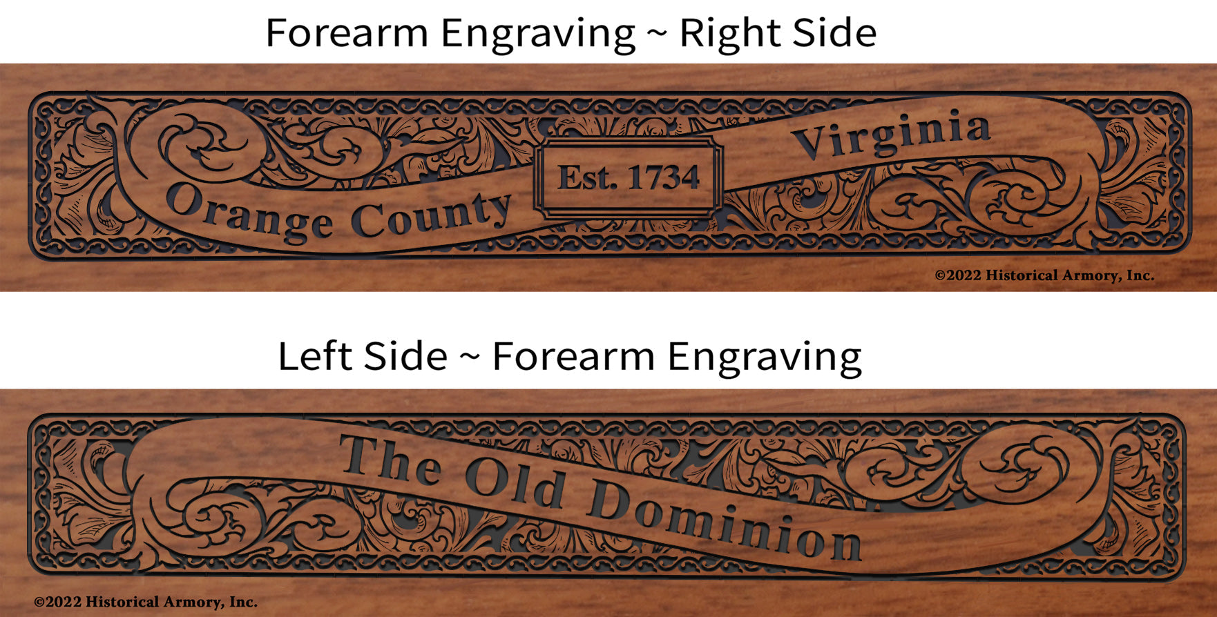 Orange County Virginia Engraved Rifle Forearm