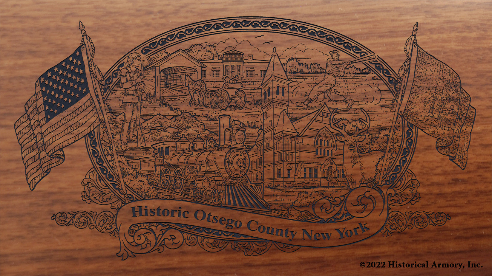 Otsego County New York Engraved Rifle Buttstock