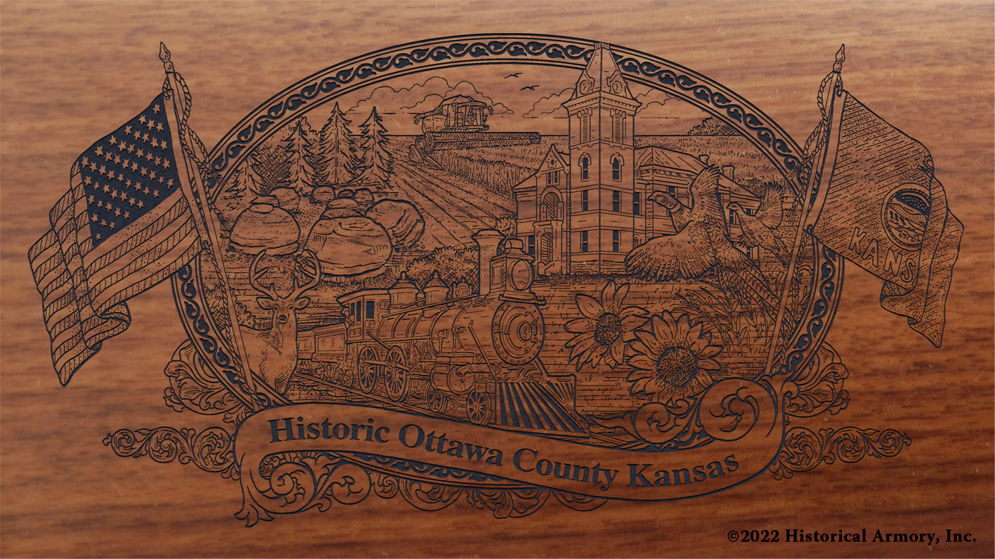Ottawa County Kansas Engraved Rifle Buttstock