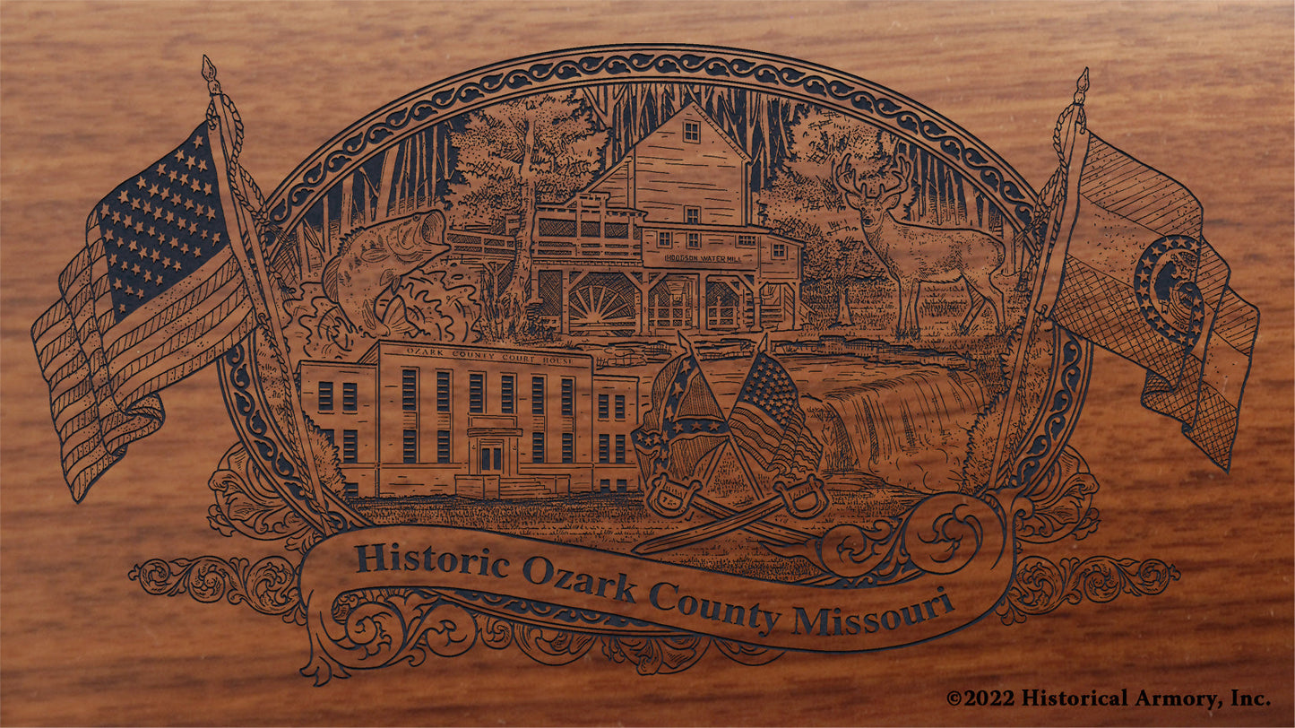 Ozark County Missouri Engraved Rifle Buttstock