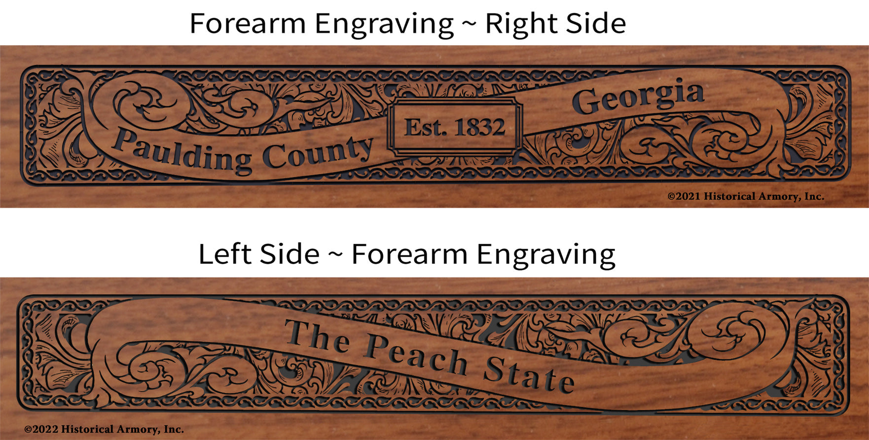 Paulding County Georgia Establishment and Motto History Engraved Rifle Forearm