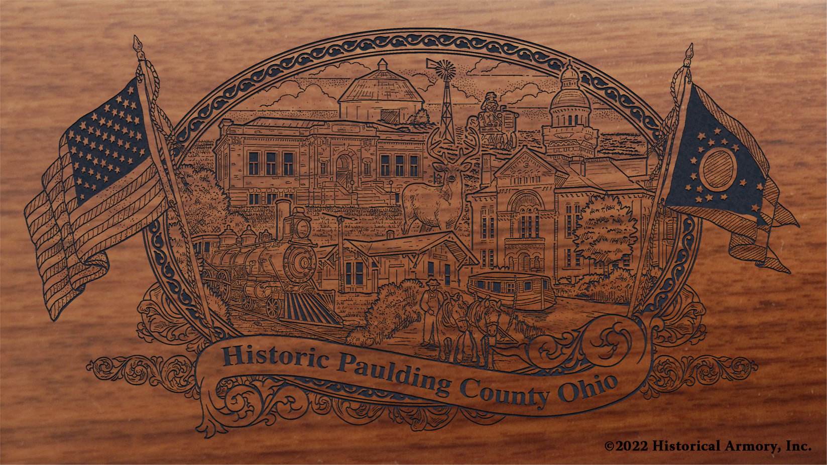 Paulding County Ohio Engraved Rifle Buttstock