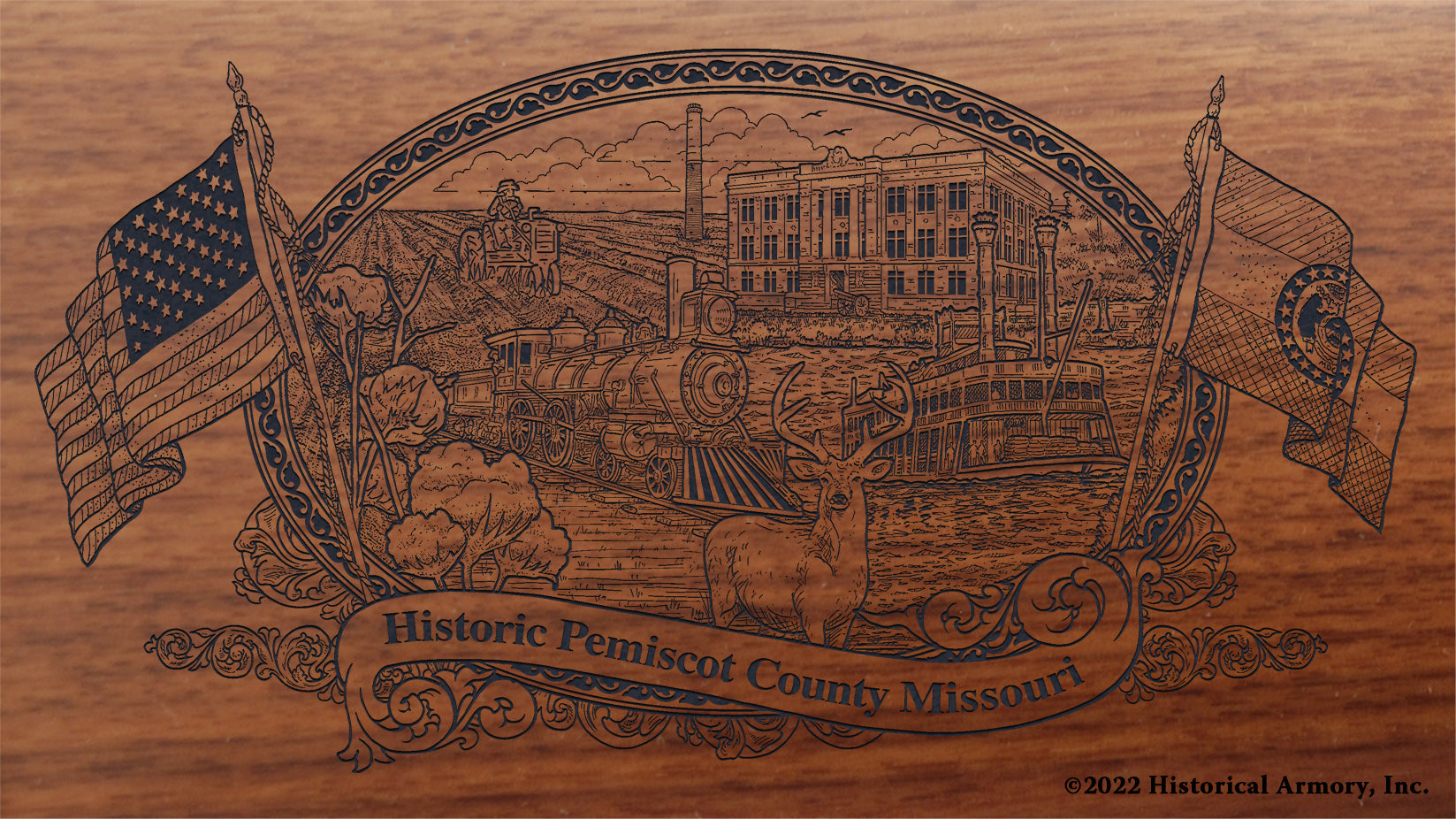 Pemiscot County Missouri Engraved Rifle Buttstock