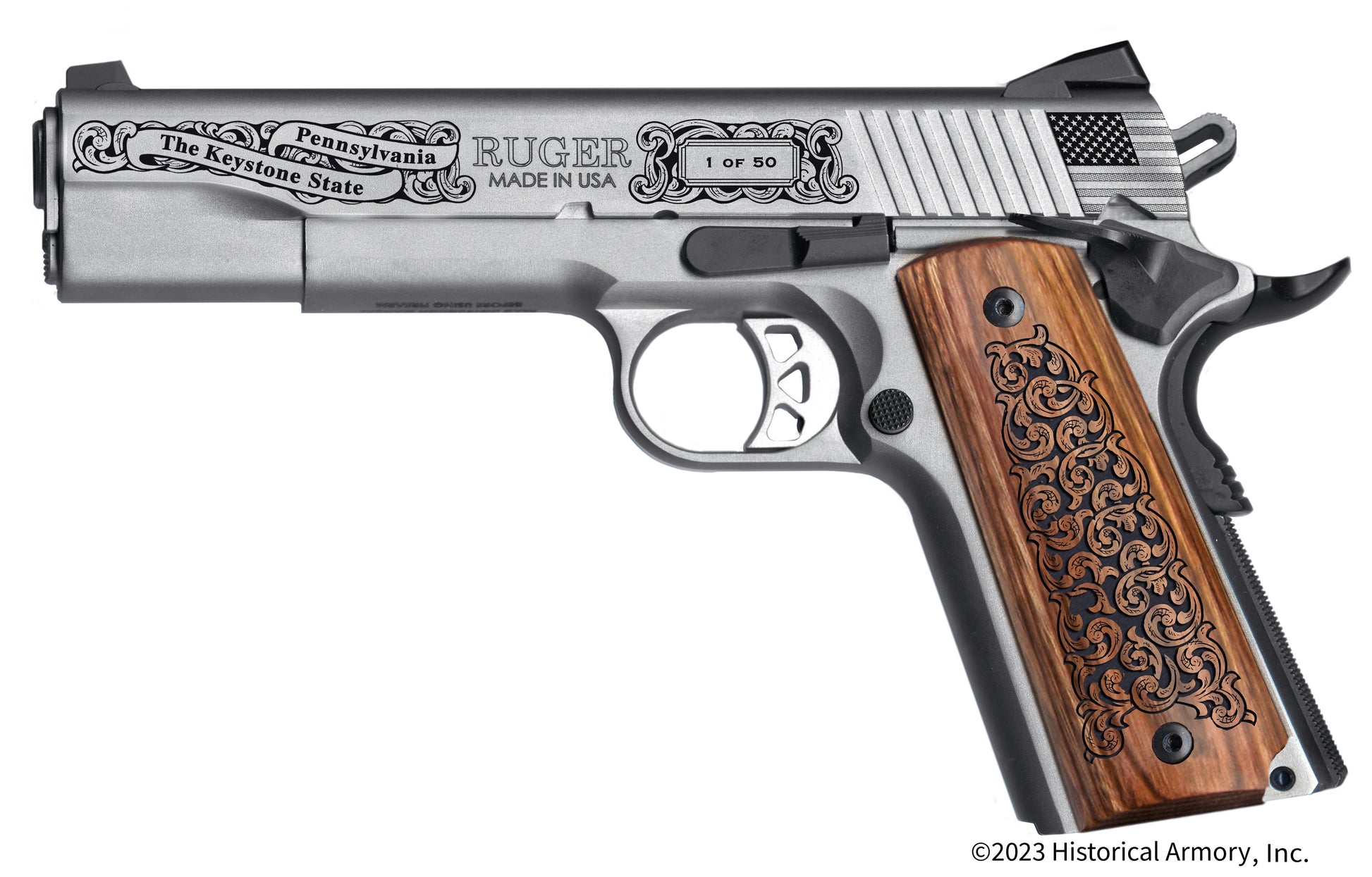 Wyoming County Pennsylvania Engraved .45 Auto Ruger 1911