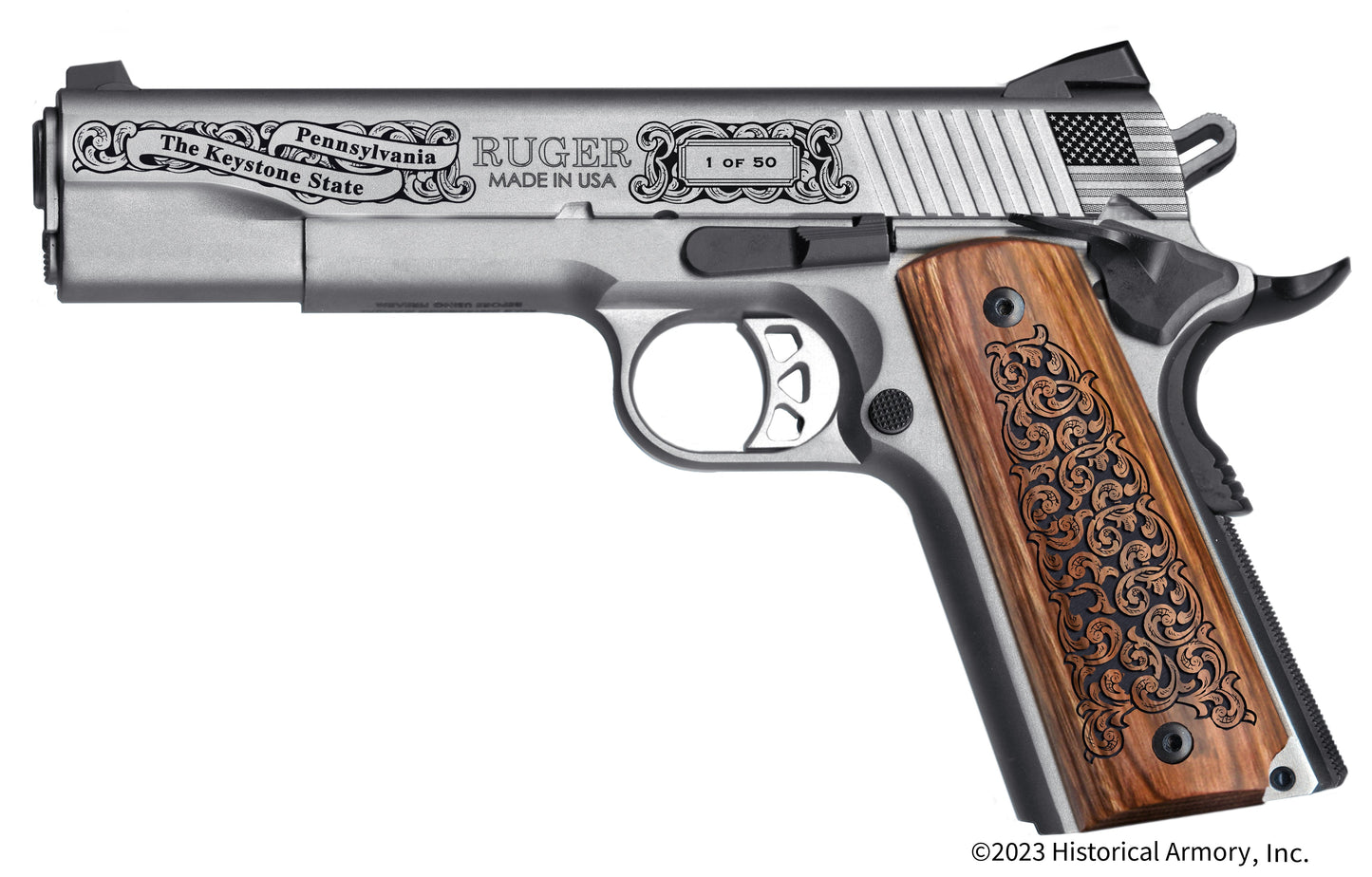 Union County Pennsylvania Engraved .45 Auto Ruger 1911