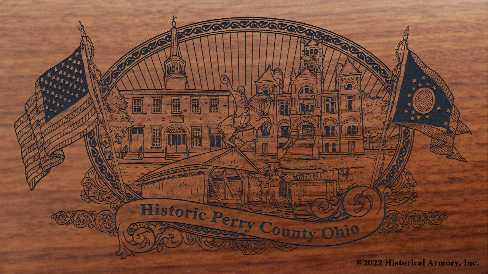 Perry County Ohio Engraved Rifle Buttstock