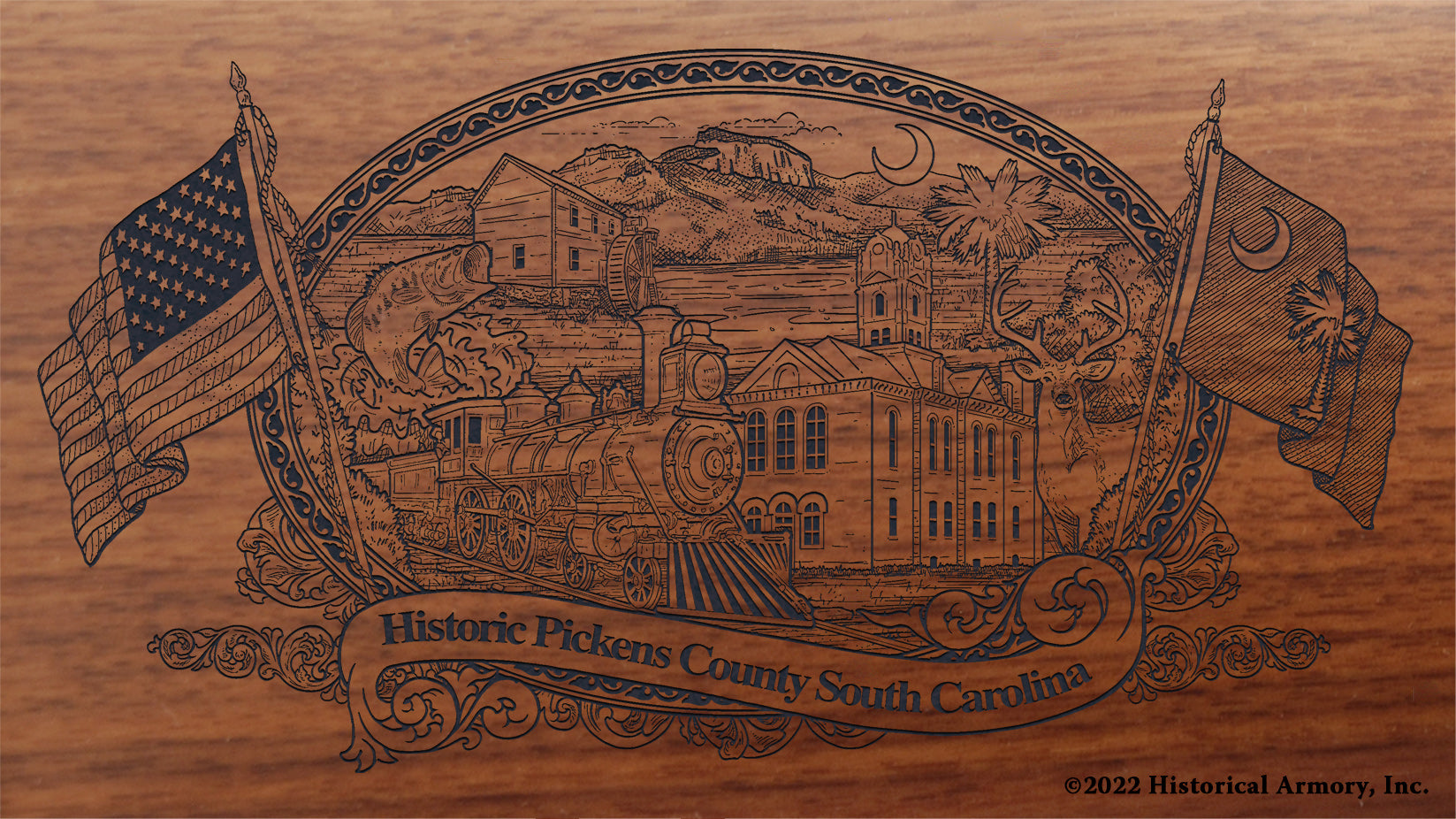 Pickens County South Carolina Engraved Rifle Buttstock