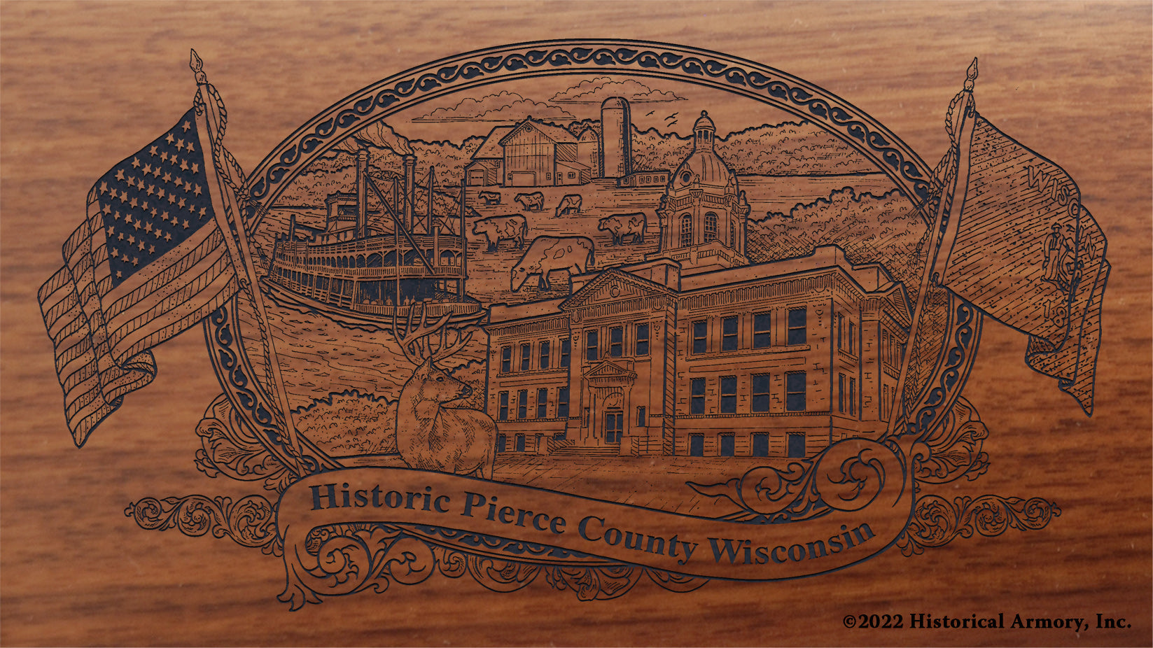 Pierce County Wisconsin Engraved Rifle Buttstock