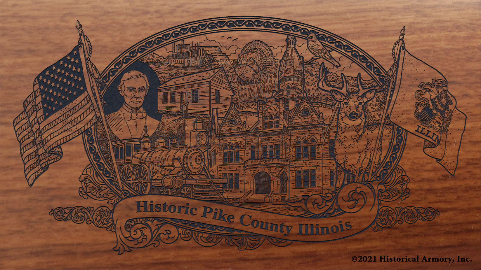 Engraved artwork | History of Pike County Illinois | Historical Armory