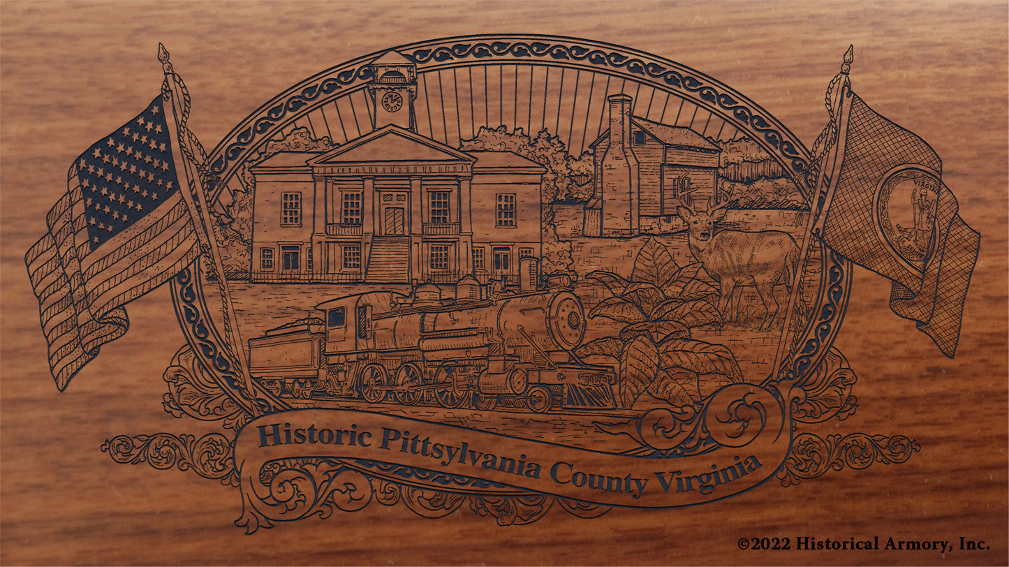 Pittsylvania County Virginia Engraved Rifle Buttstock