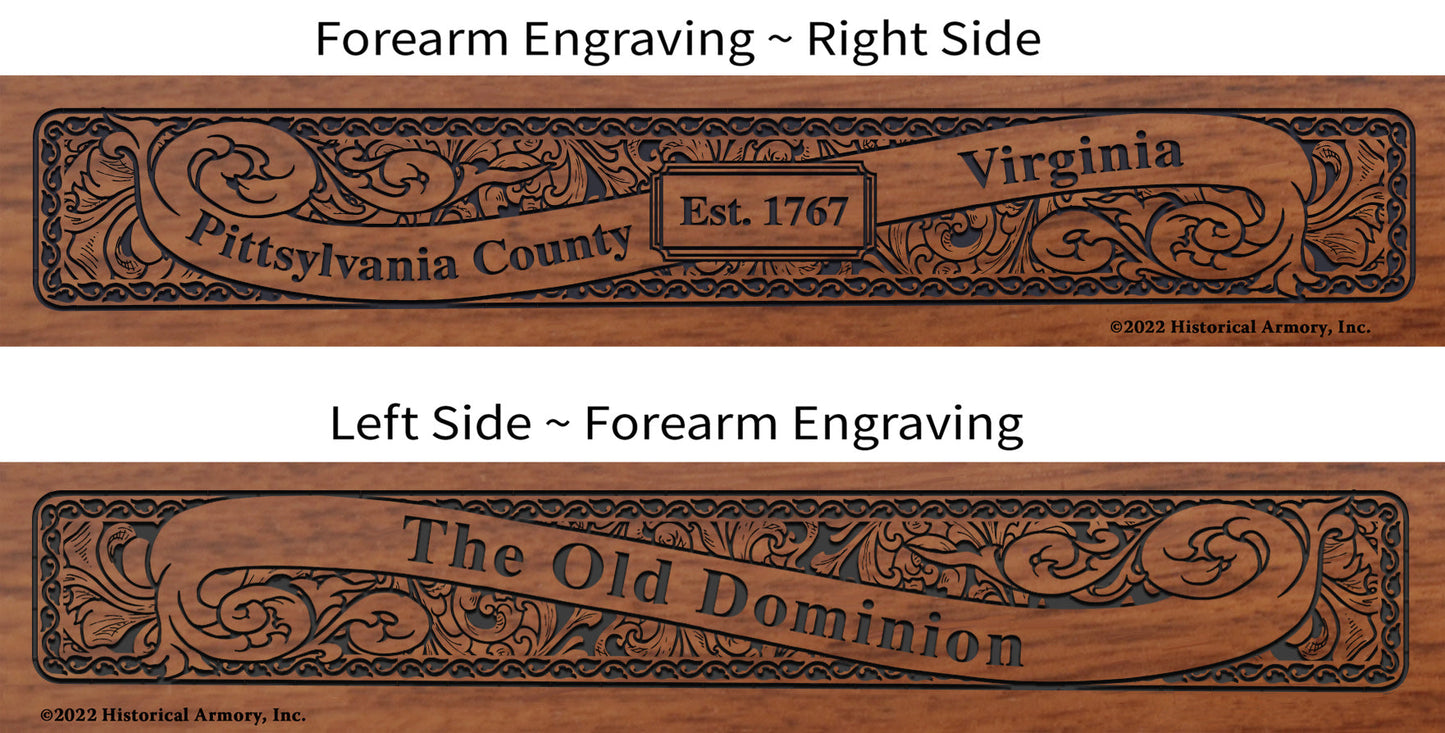 Pittsylvania County Virginia Engraved Rifle Forearm